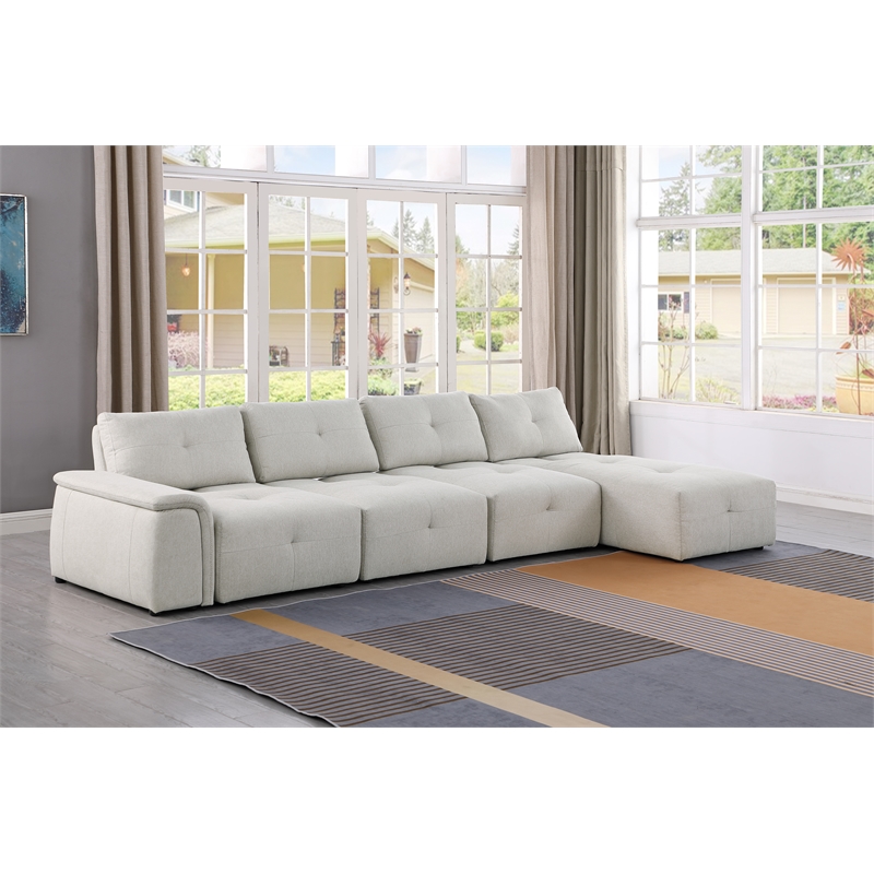 Best Master Maxine Linen Fabric Upholstered Arm Only in Beige