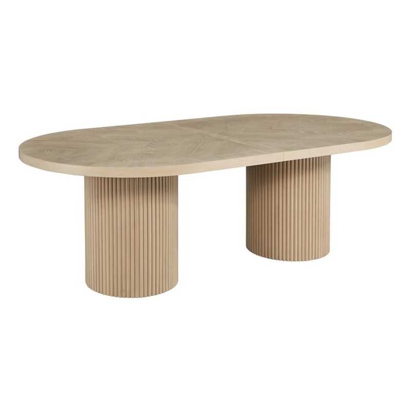 Best Master Furniture Dobby Extendable Oval Wooden Dining Table in Light Oak