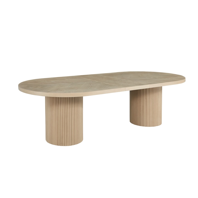 Best Master Furniture Dobby Extendable Oval Wooden Dining Table in Light Oak