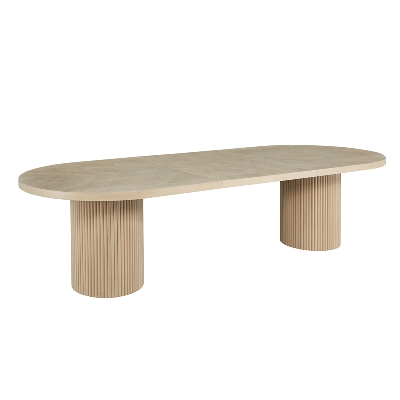 Best Master Furniture Dobby Extendable Oval Wooden Dining Table in Light Oak