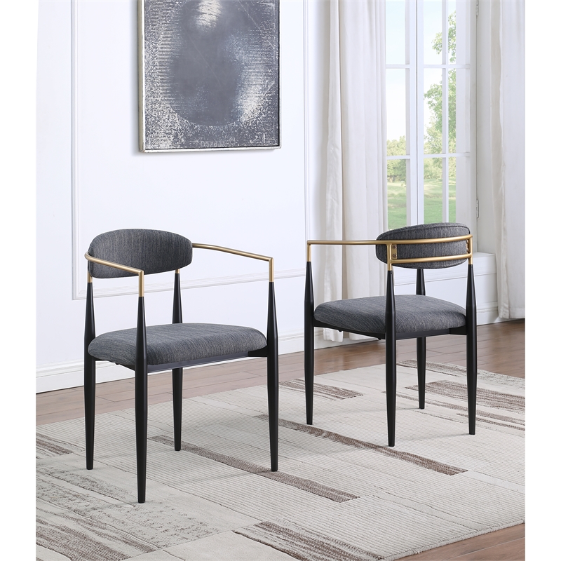 Amor Gray Linen Fabric Dining Chairs (Set of 2)