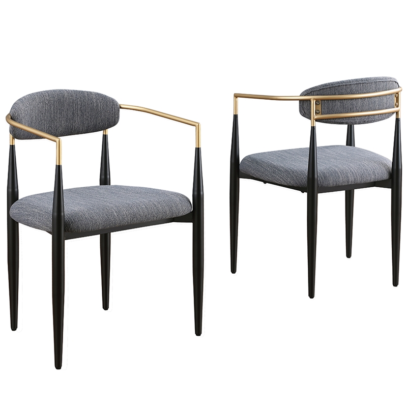 Amor Gray Linen Fabric Dining Chairs (Set of 2)