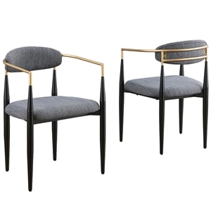 Amor Gray Linen Fabric Dining Chairs (Set of 2)