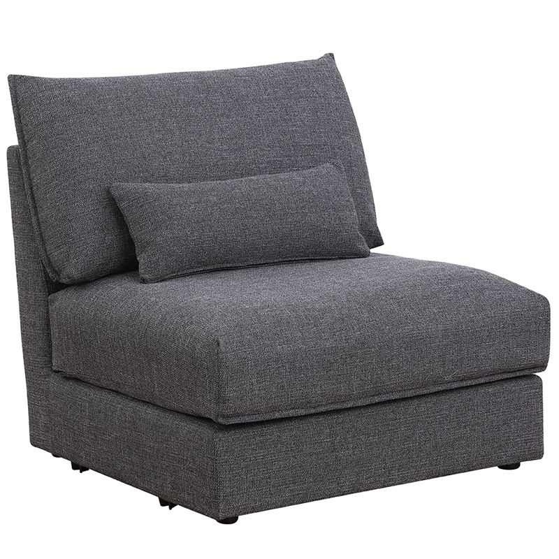 Best Master Claire Linen Fabric Upholstered Armless Chair in Dark Gray