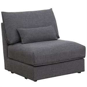 Best Master Claire Linen Fabric Upholstered Armless Chair in Dark Gray
