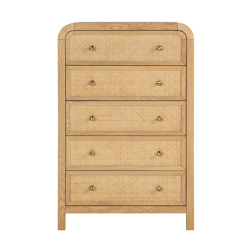 Belmont 5-Drawer Rattan Wood Chest