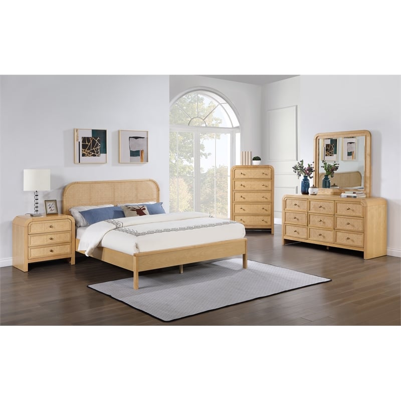 Belmont 5-Drawer Rattan Wood Chest