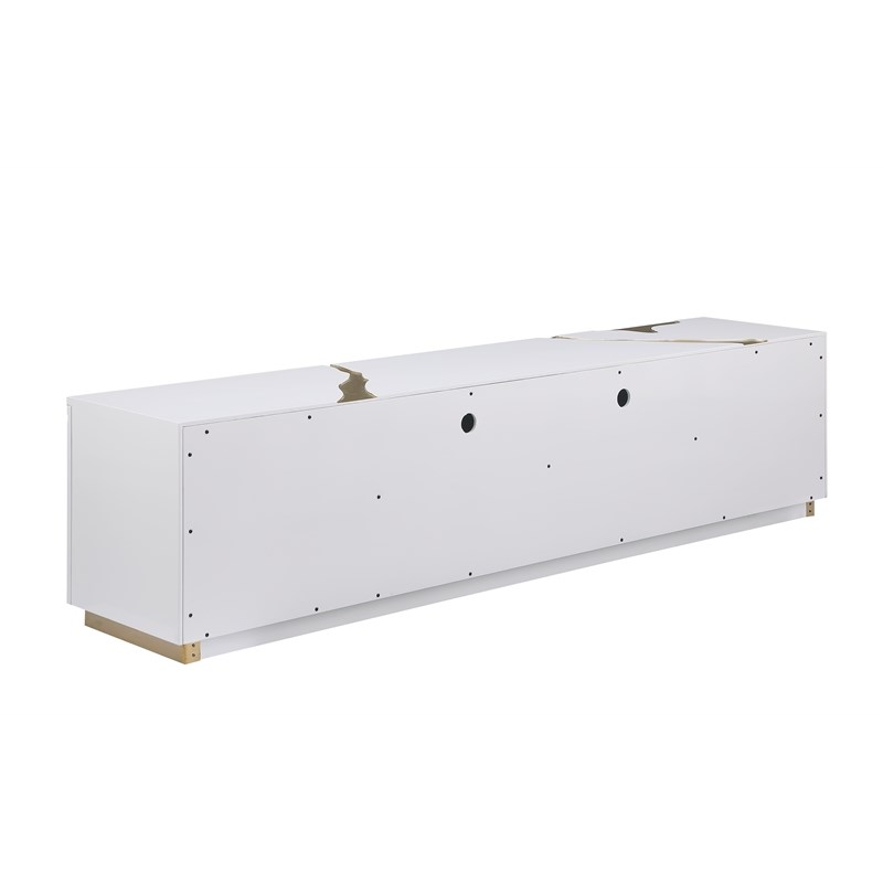 Sanford White High Gloss Wood with Gold Accent Modern TV Stand