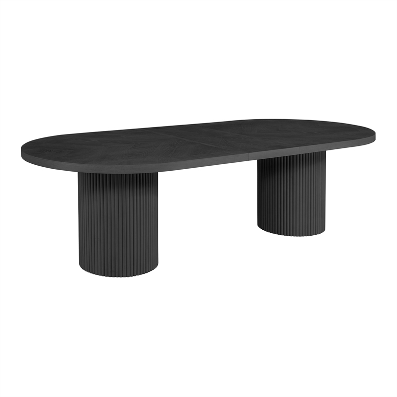 Dobby Mid-Century Modern Extendable Oval Wooden Dining Table (Black)