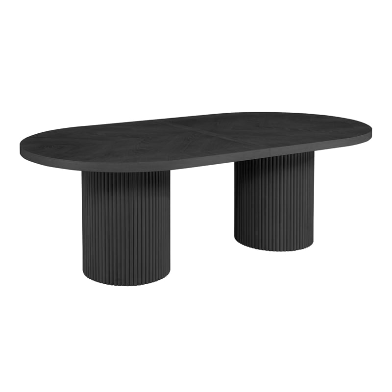 Dobby Mid-Century Modern Extendable Oval Wooden Dining Table (Black)