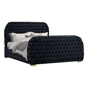 Best Master Furniture Brielle Velvet Bed Frame (California King/Black)