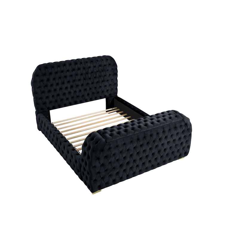 Best Master Furniture Brielle Velvet Bed Frame (Eastern King/Black)
