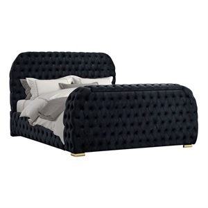 Best Master Furniture Brielle Velvet Bed Frame (Eastern King/Black)