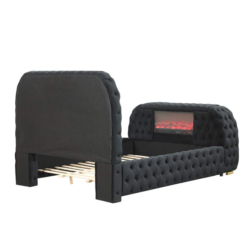 Best Master Furniture Brielle Velvet Bed Frame (Queen/Black)