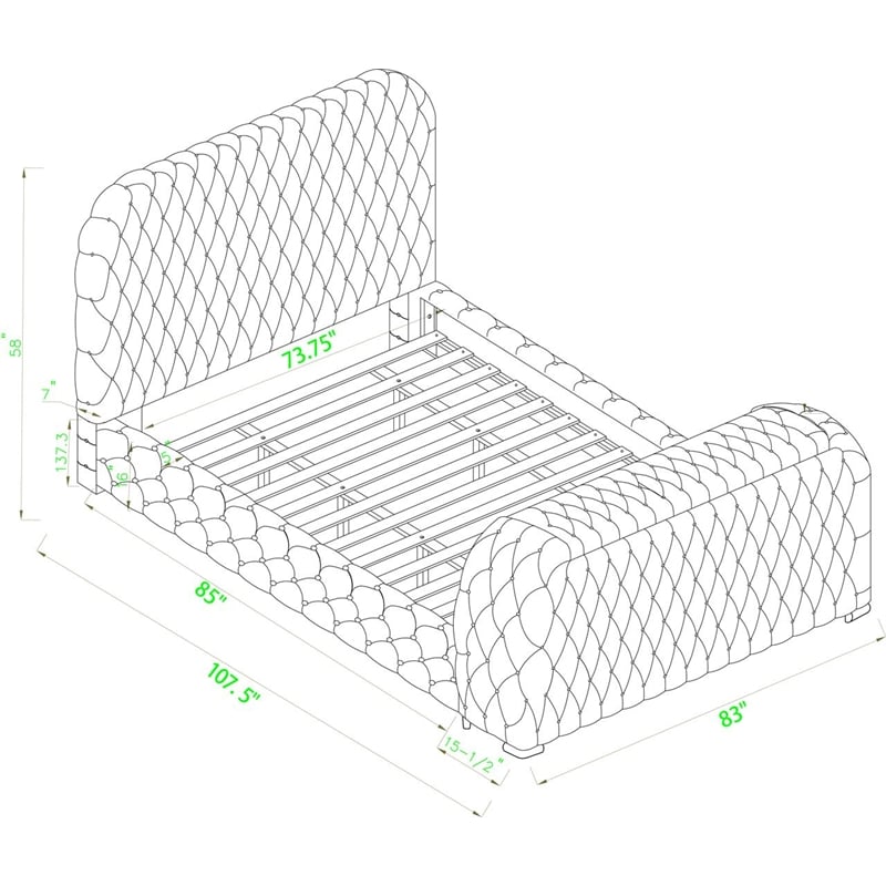 Best Master Furniture Brielle Velvet Bed Frame (California King/Gray)