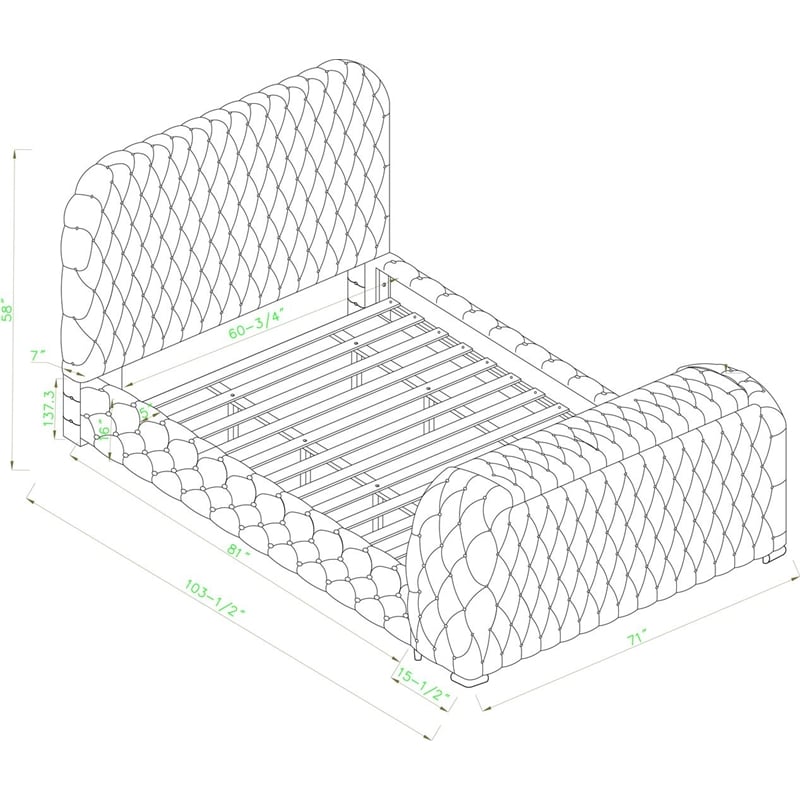 Best Master Furniture Brielle Velvet Bed Frame (Queen/Gray)