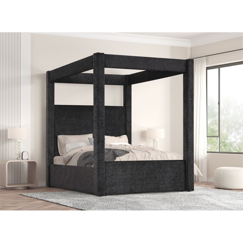 Best Master Furniture Borealis Starry Fabric Bed Frame (Eastern King/ Black)