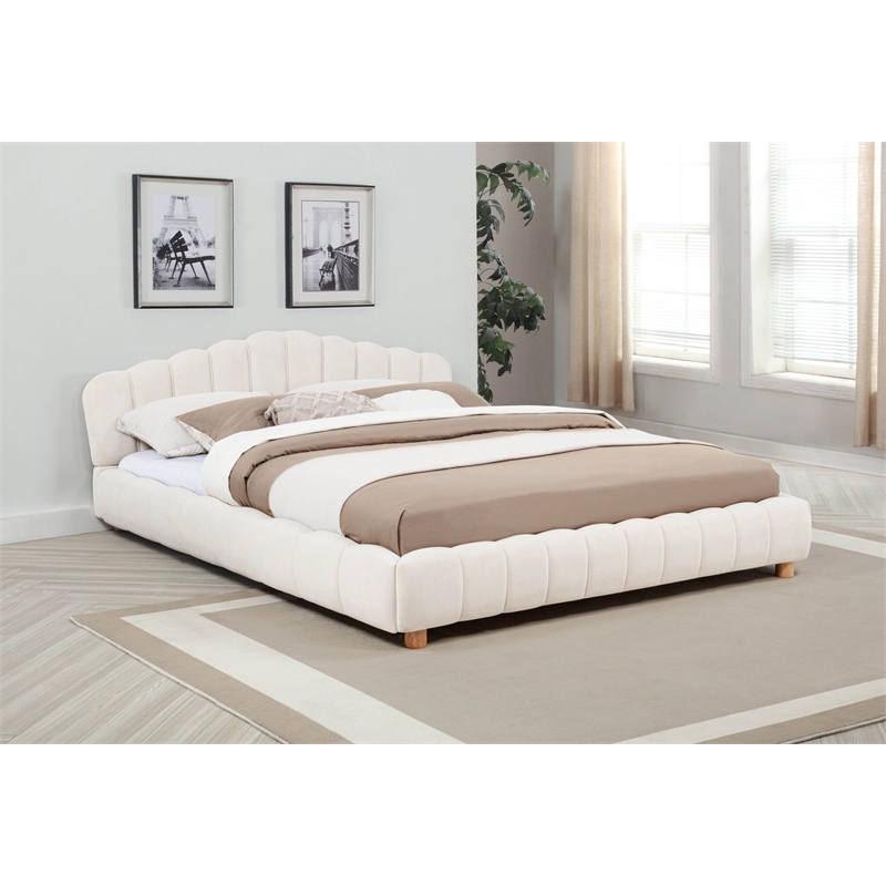 Best Master Furniture Ctera Velvet Low Profile Bed Frame (Queen/ Cream)