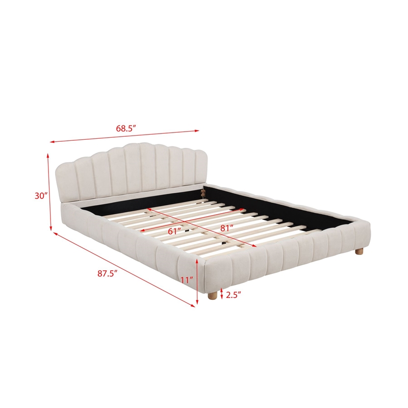 Best Master Furniture Ctera Velvet Low Profile Bed Frame (Queen/ Cream)