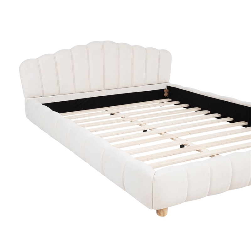 Best Master Furniture Ctera Velvet Low Profile Bed Frame (Queen/ Cream)