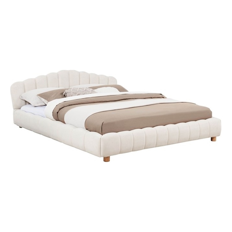 Best Master Furniture Ctera Velvet Low Profile Bed Frame (Queen/ Cream)
