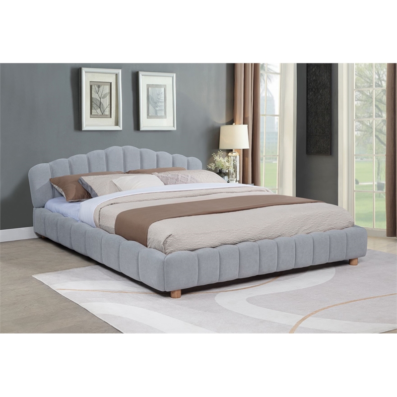 Best Master Furniture Ctera Velvet Low Profile Bed Frame (Queen/ Light Gray)