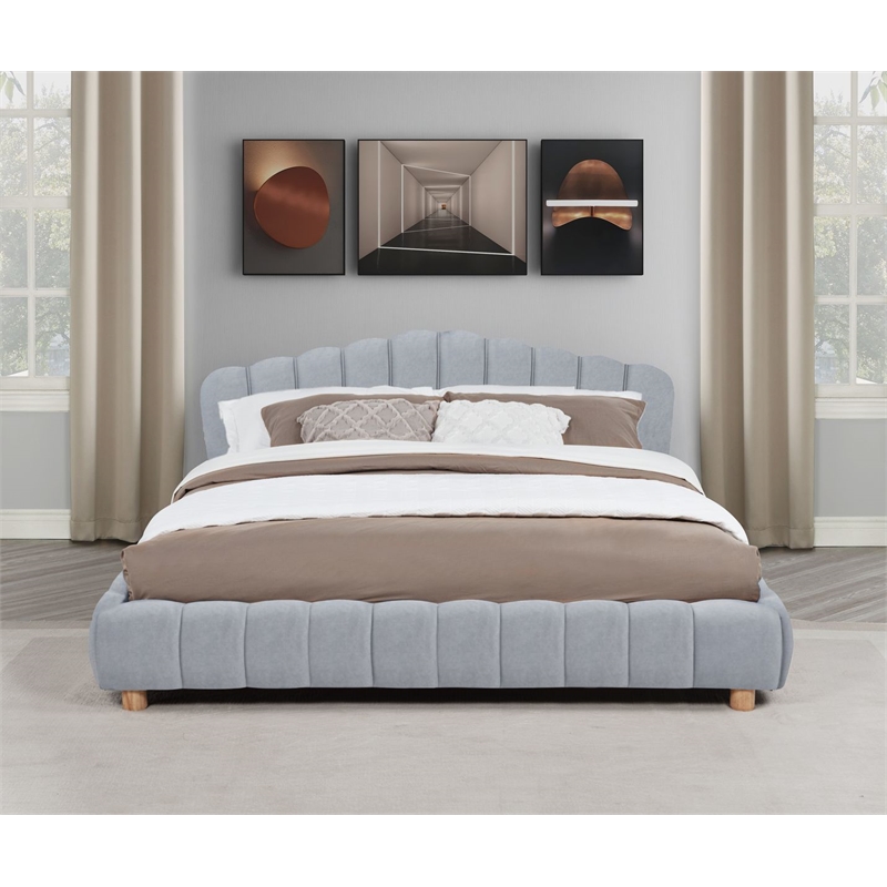 Best Master Furniture Ctera Velvet Low Profile Bed Frame (Queen/ Light Gray)