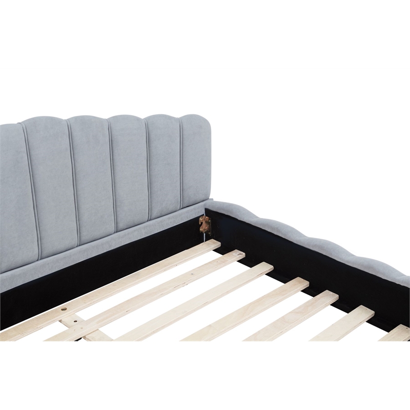 Best Master Furniture Ctera Velvet Low Profile Bed Frame (Queen/ Light Gray)