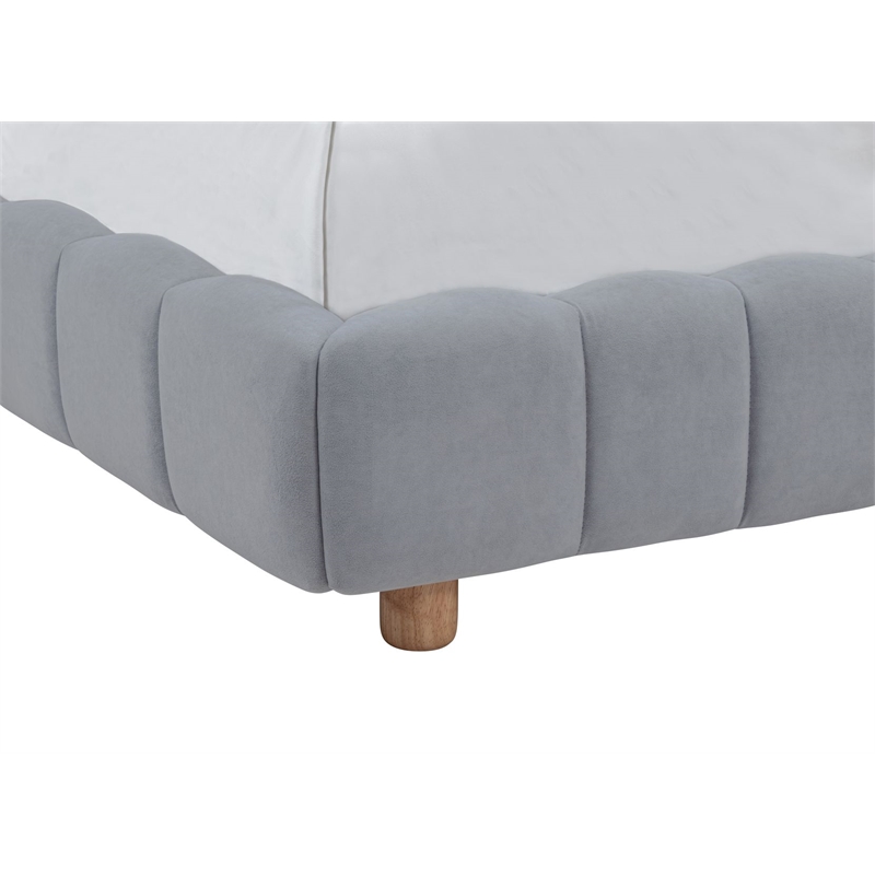 Best Master Furniture Ctera Velvet Low Profile Bed Frame (Queen/ Light Gray)