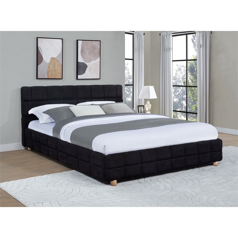 Best Master Furniture Ctalon Fleece Low Profile Bed Frame (Queen/ Black)