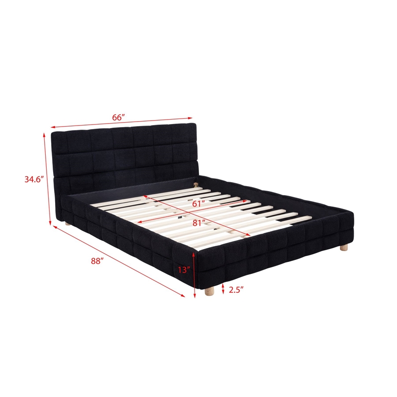Best Master Furniture Ctalon Fleece Low Profile Bed Frame (Queen/ Black)