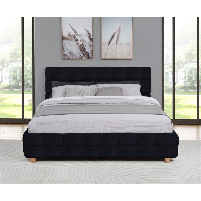 Best Master Furniture Ctalon Fleece Low Profile Bed Frame (Queen/ Black)