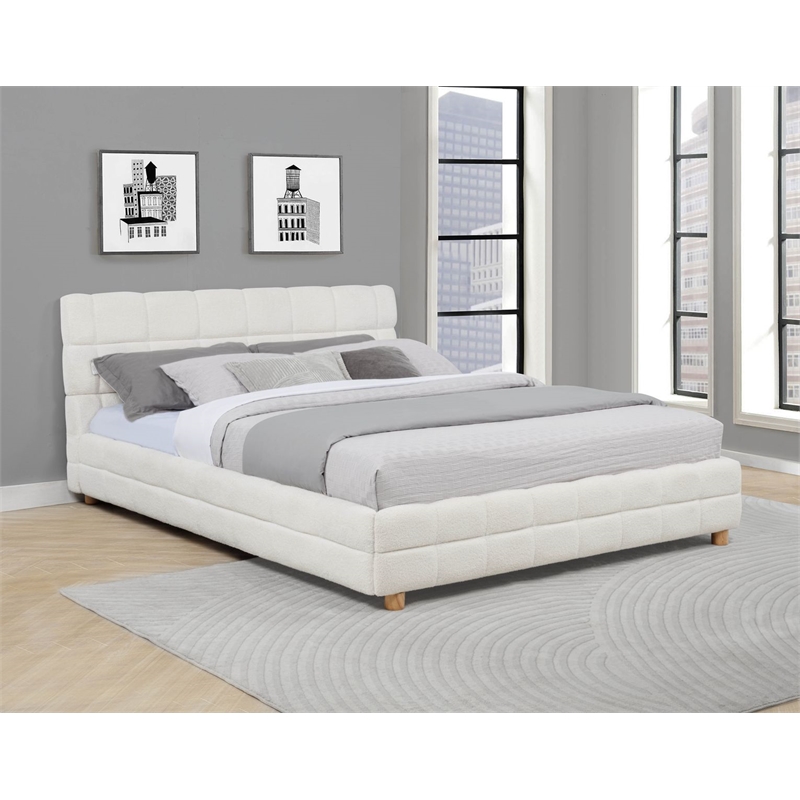 Best Master Furniture Ctalon Fleece Low Profile Bed Frame (Queen/ Cream)
