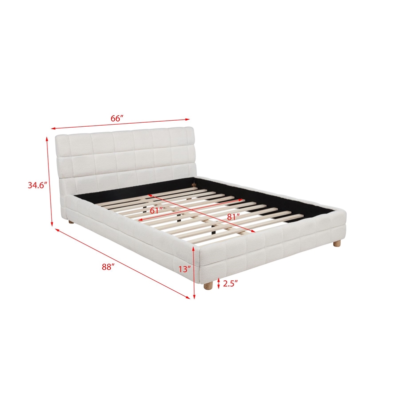 Best Master Furniture Ctalon Fleece Low Profile Bed Frame (Queen/ Cream)