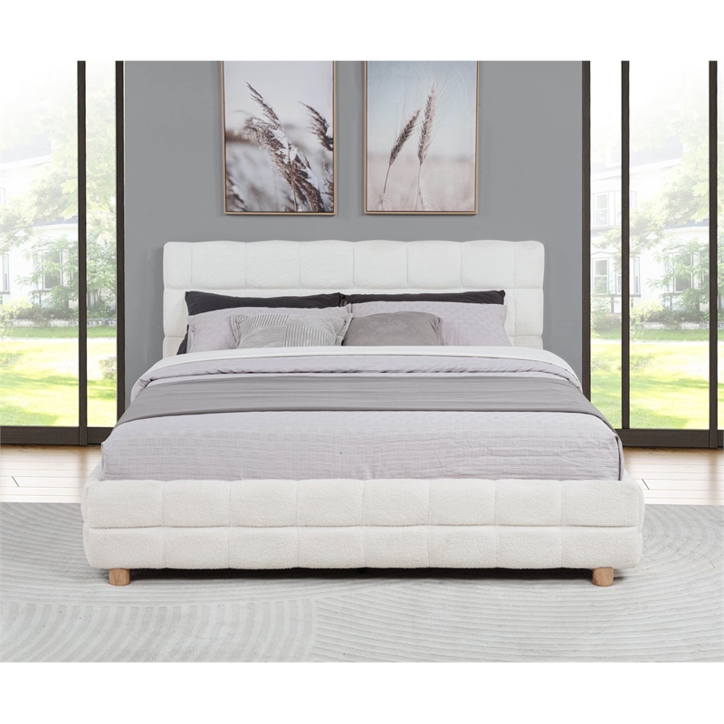 Best Master Furniture Ctalon Fleece Low Profile Bed Frame (Queen/ Cream)