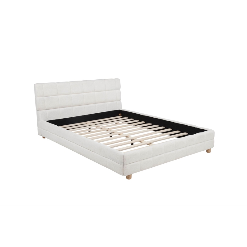 Best Master Furniture Ctalon Fleece Low Profile Bed Frame (Queen/ Cream)