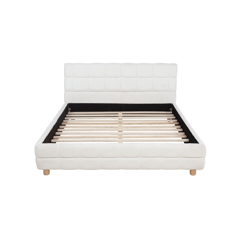 Best Master Furniture Ctalon Fleece Low Profile Bed Frame (Queen/ Cream)