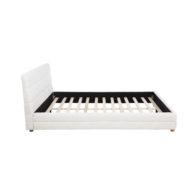 Best Master Furniture Ctalon Fleece Low Profile Bed Frame (Queen/ Cream)