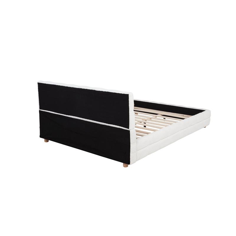 Best Master Furniture Ctalon Fleece Low Profile Bed Frame (Queen/ Cream)