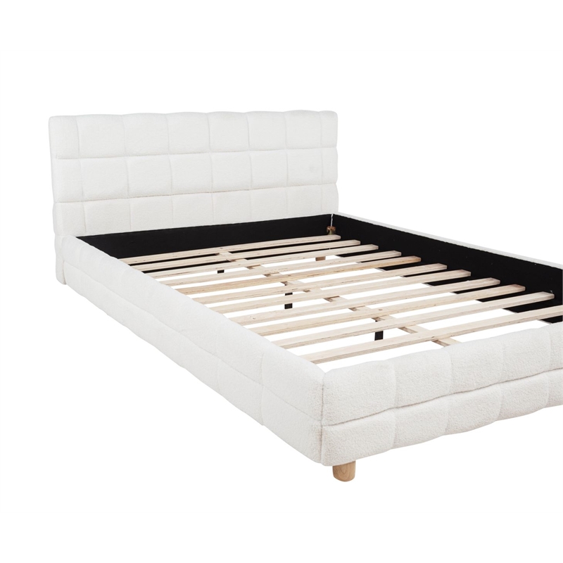 Best Master Furniture Ctalon Fleece Low Profile Bed Frame (Queen/ Cream)