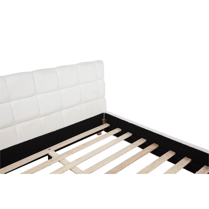 Best Master Furniture Ctalon Fleece Low Profile Bed Frame (Queen/ Cream)