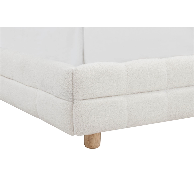 Best Master Furniture Ctalon Fleece Low Profile Bed Frame (Queen/ Cream)