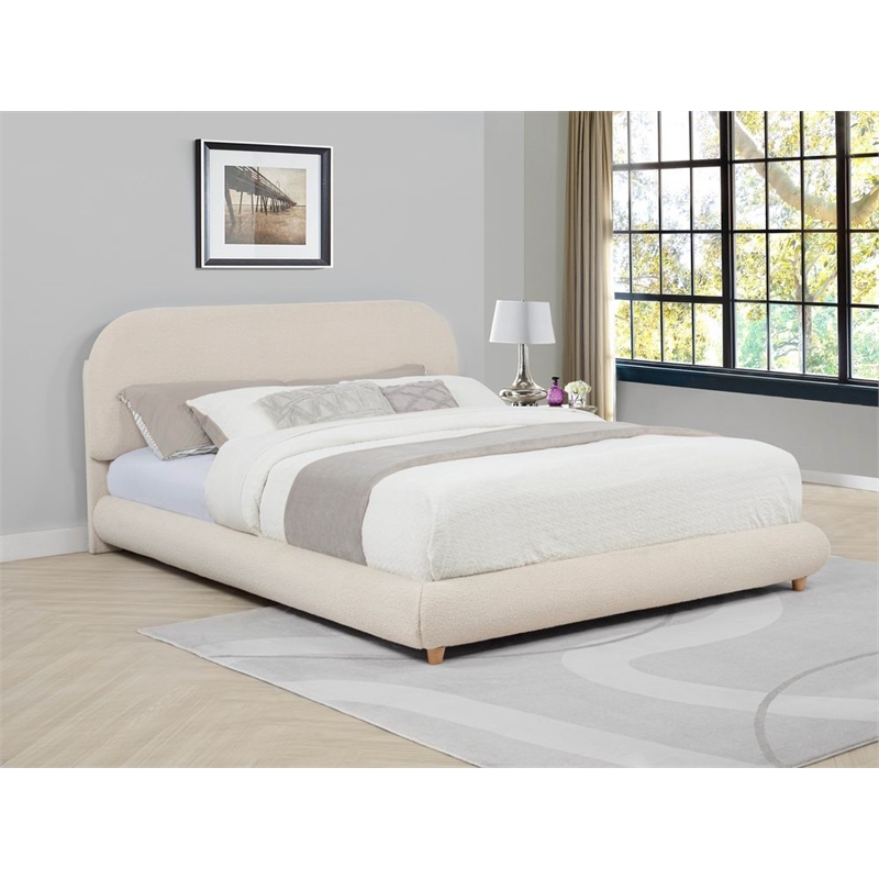 Best Master Furniture Cteris Fleece Low Profile Bed Frame (Queen/ Cream)