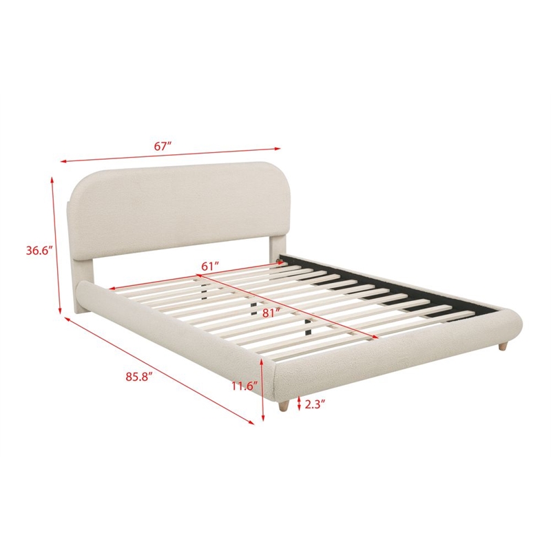 Best Master Furniture Cteris Fleece Low Profile Bed Frame (Queen/ Cream)
