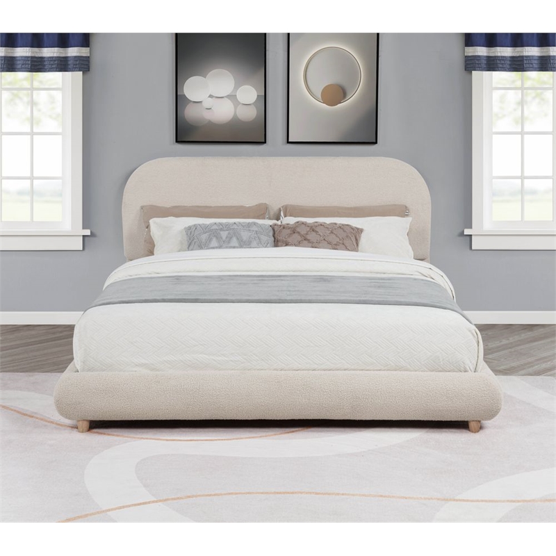 Best Master Furniture Cteris Fleece Low Profile Bed Frame (Queen/ Cream)
