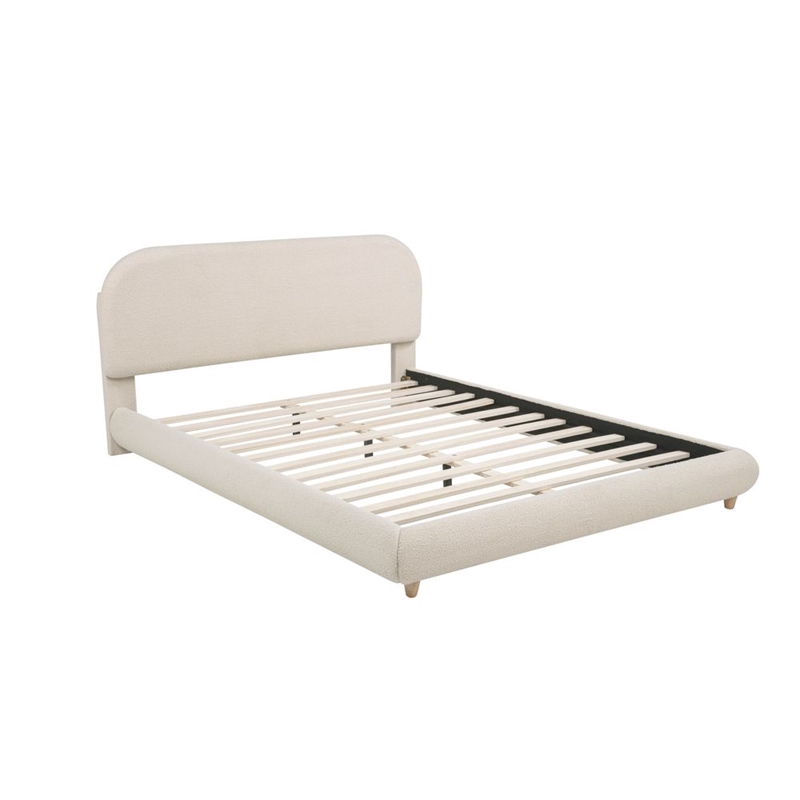 Best Master Furniture Cteris Fleece Low Profile Bed Frame (Queen/ Cream)