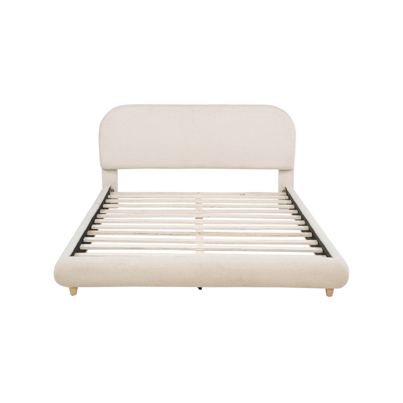 Best Master Furniture Cteris Fleece Low Profile Bed Frame (Queen/ Cream)