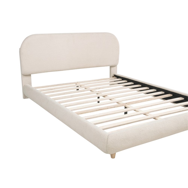 Best Master Furniture Cteris Fleece Low Profile Bed Frame (Queen/ Cream)