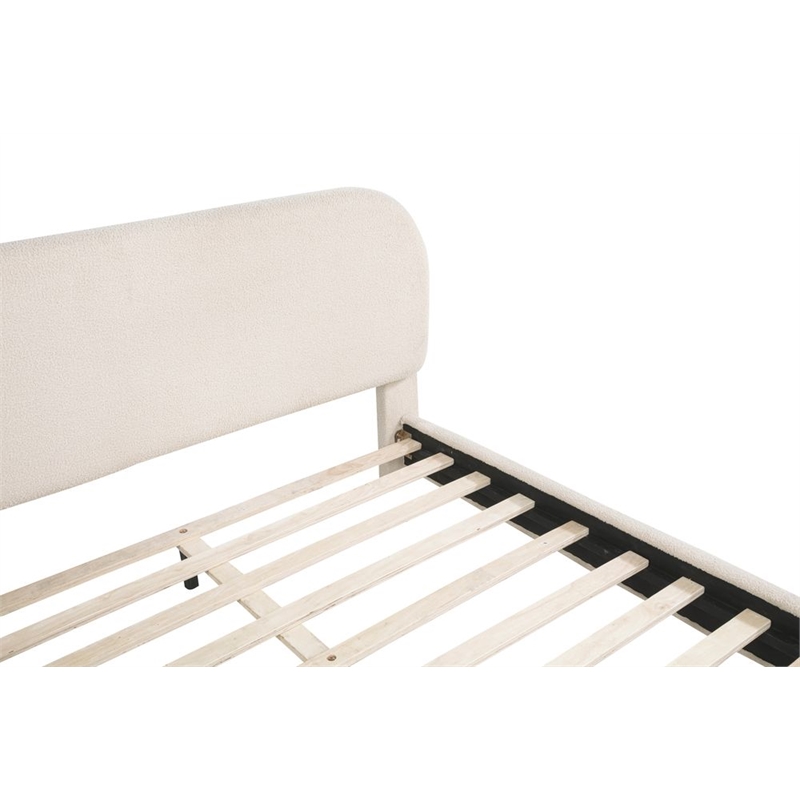 Best Master Furniture Cteris Fleece Low Profile Bed Frame (Queen/ Cream)