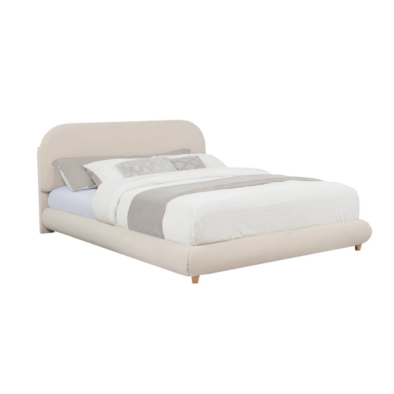 Best Master Furniture Cteris Fleece Low Profile Bed Frame (Queen/ Cream)